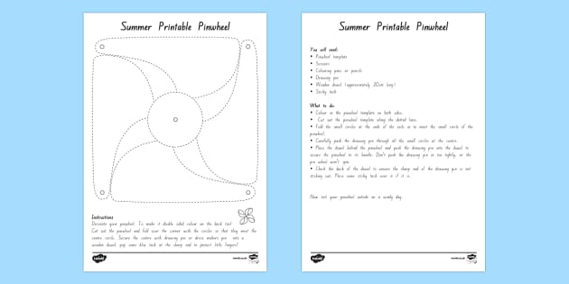 Printable Paper Pinwheel Template