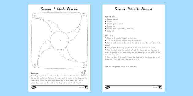 Summer Printable Pinwheel Template teacher Made Twinkl