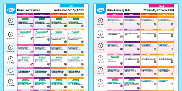 Home Learning Hub Daily Plan Wednesday 22nd April - Twinkl