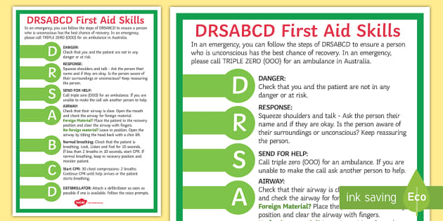 First Aid DRSABCD Display Poster -Australia (teacher made)