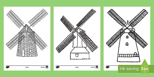 FREE! - Windmill Pictures To Colour (Teacher-Made) - Twinkl