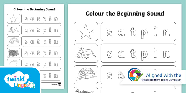 Colour the Beginning Sound SATPIN Activity Sheet - Twinkl