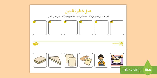 ورقة نشاط تسلسل عمل ساندويتش الجبن
