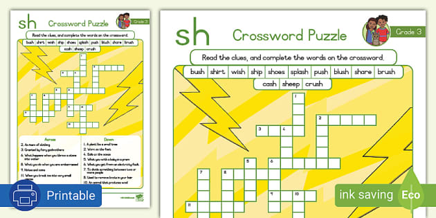 Grade 3 Phonics Crossword Puzzle sh teacher made Twinkl