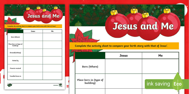 Jesus and Me Advent Activity Sheet (teacher made) - Twinkl