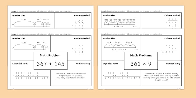 👉 Math Strategy Boards: Addition, Subtraction, Multiplication and Division