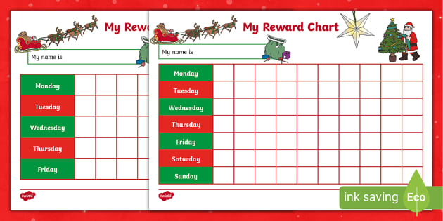 Christmas Reward Chart Hecho Por Educadores Twinkl