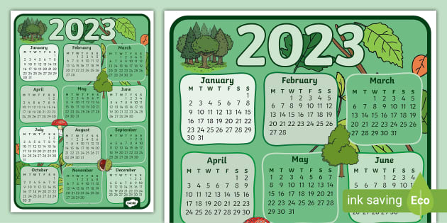 FREE! - Forest Themed 2023 Wall Calendar (Teacher-Made)