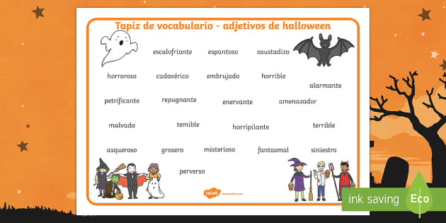 Adjetivos miedosos de Halloween Tapiz de vocabulario