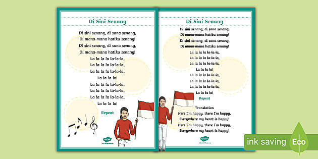 Indonesian Song: Di Sini Senang Poster (teacher made)