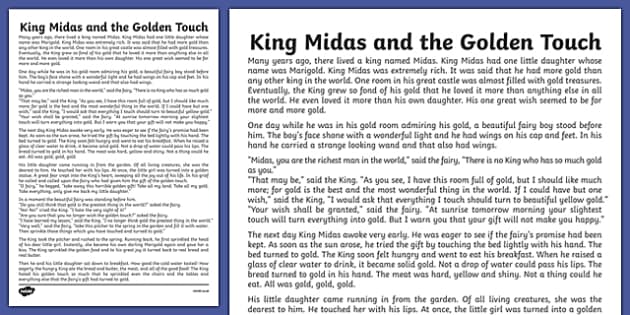 King Midas Story Print Out (teacher made) - Twinkl