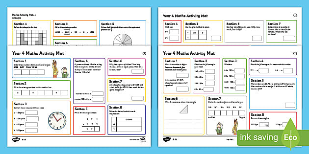 Year 4 Maths Activity Mats Bumper Planning Pack Resource Pack