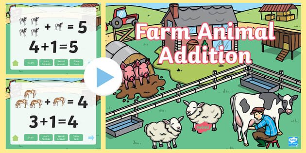 Farm Animal Addition PowerPoint (teacher made) - Twinkl