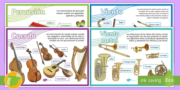actividad profundidad Arroyo FREE! - Pósters: Las familias de instrumentos - Educación Musical