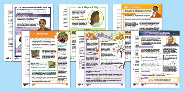 LKS2 October Differentiated Reading Comprehension Activity Pack (Age 7-9)