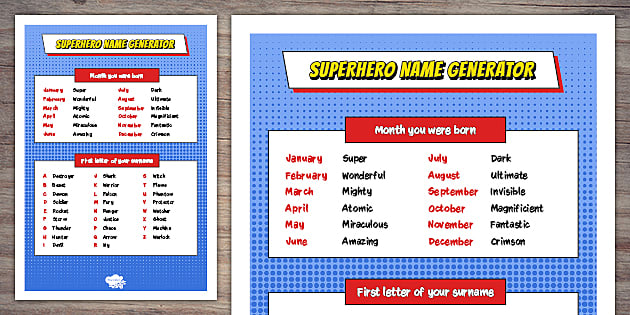 distortion oil receipt Superhero Name Generator | Twinkl Party (Teacher-Made)