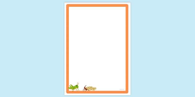 FREE! - Simple Blank Cricket Looking at Ant Turned Away Page Border