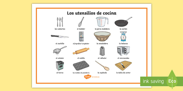 Cooking Utensils Word Mat - - Spanish (teacher made)