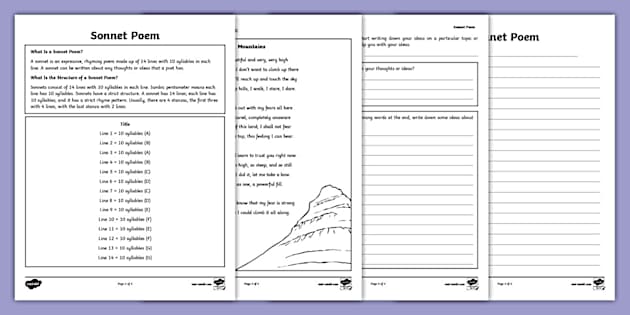 How To Write a Sonnet Worksheet for 6th-8th Grade - Twinkl