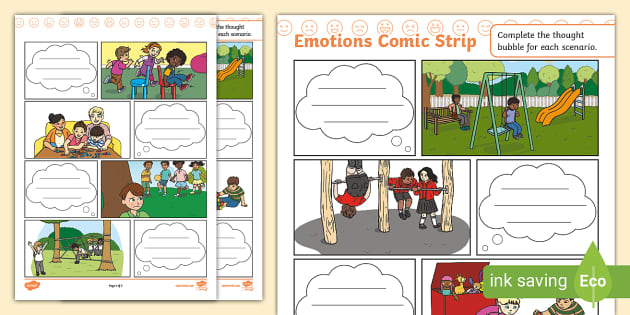 Emotions Finish the Comic Strip Worksheet (teacher made)
