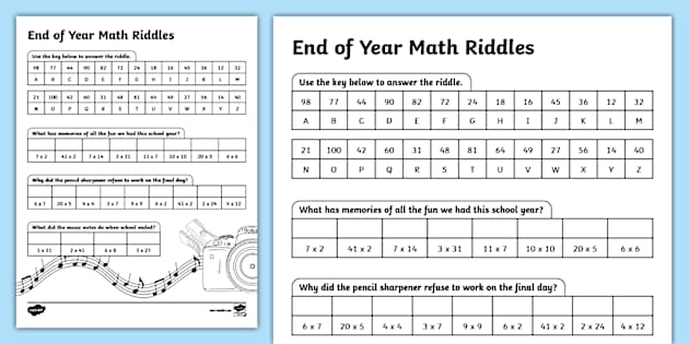 Third Grade End of Year Math Riddles (teacher made) - Twinkl