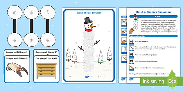 Build a Phonics Snowman: Phase 5 Game (teacher made)