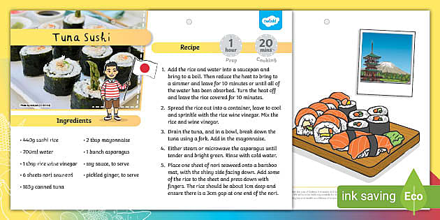 Tuna Sushi 2020 Olympic Recipe Twinkl Yum (teacher made)