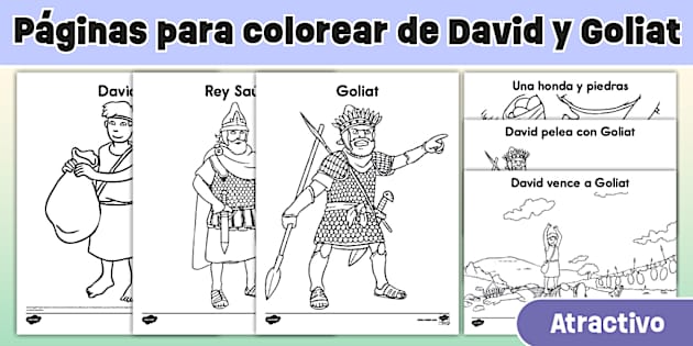 Páginas para colorear de David y Goliat
