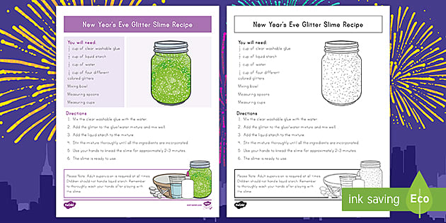 Slime Recipe (following directions, sequencing)