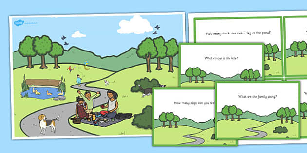 Park Scene And Question Cards Twinkl