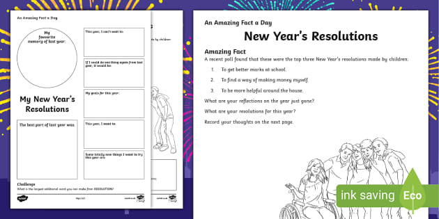 New Year's Resolutions Worksheet | Twinkl Learning Resources