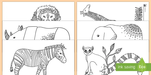 Download Wild Animal Pictures Mindfulness Colouring Sheets Pdf
