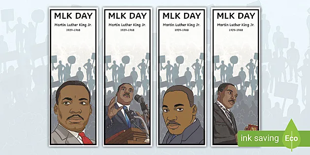 Martin Luther King Jr. MLK Coloring Bookmarks