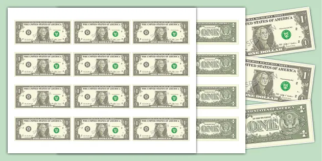 1 Dollar Bill Template, Math Resources