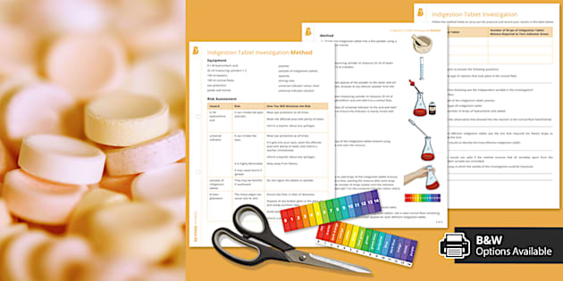 indigestion tablets neutralisation experiment