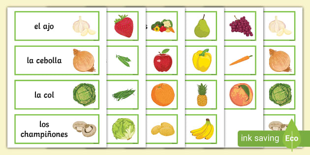 Fruit and Vegetables Word Cards Spanish (Teacher-Made)