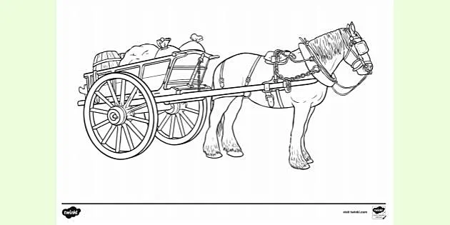 FREE! - Horse and Cart Colouring Page | Colouring Sheets
