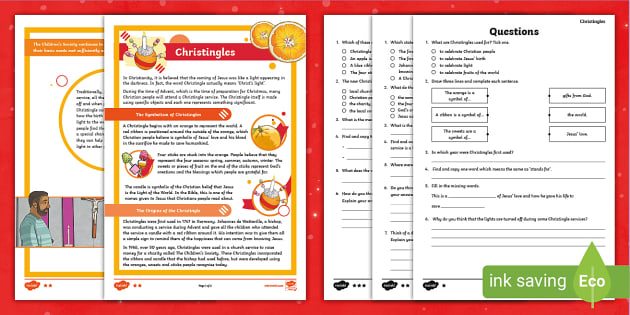 UKS2 Christingles Differentiated Reading Comprehension