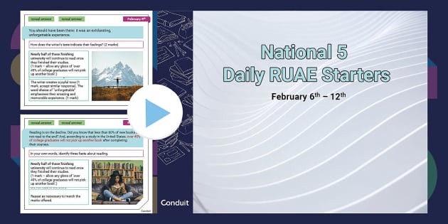 National 5 Daily Ruae Starters February 6th 12th Twinkl 0534