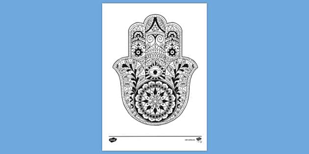 FREE! - Hamsa Colouring Sheet | Colouring Sheets - Twinkl