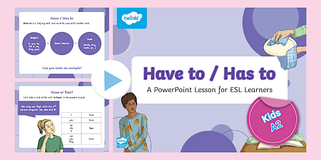 ESL Have to/ Has to Powerpoint Lesson [Kids, A2] - Twinkl