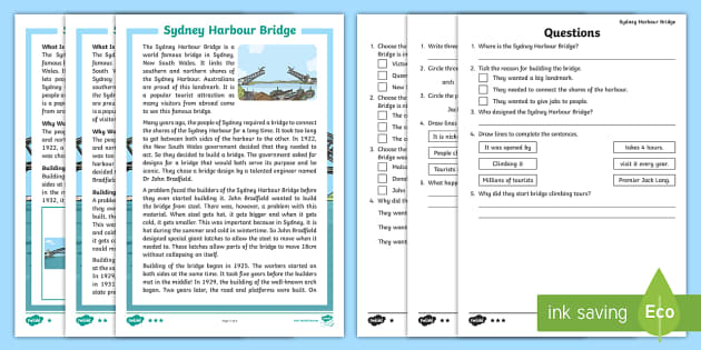 Sydney Harbour Bridge Differentiated Reading Comprehension Activity