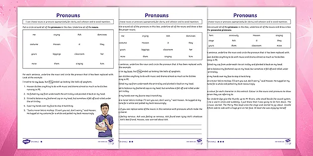 pronouns exercises pdf ks2 differentiated worksheets