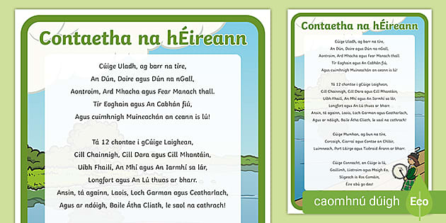 Counties of Ireland Poem Gaeilge - Twinkl