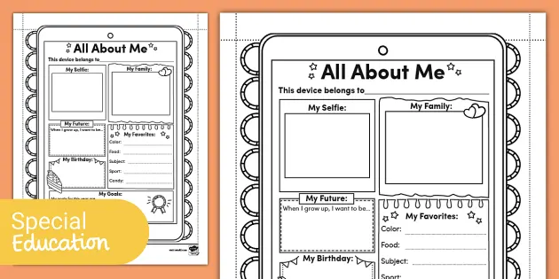 all about me template elementary