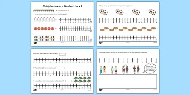 number line multiplication worksheet primary resources