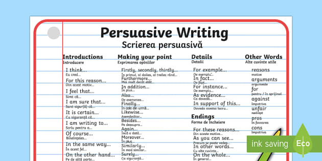 Persuasive writing help mat