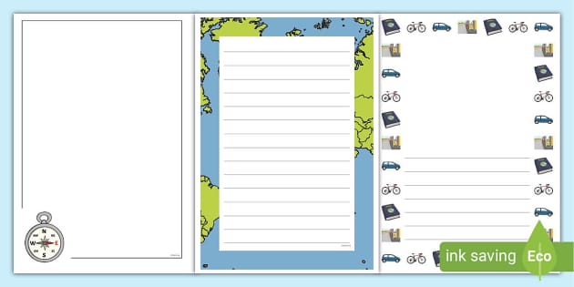 Science Inspired Border Lined Paper, Pretty Paper (Earth Day)