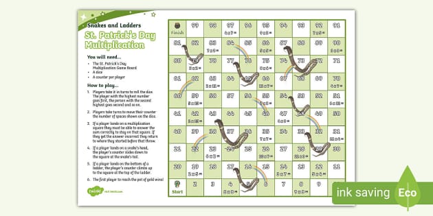 St. Patrick's Day Multiplication Board Game (teacher made)