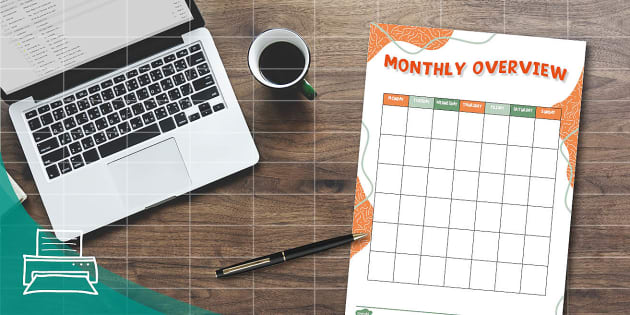 Monthly Overview, Green & Orange